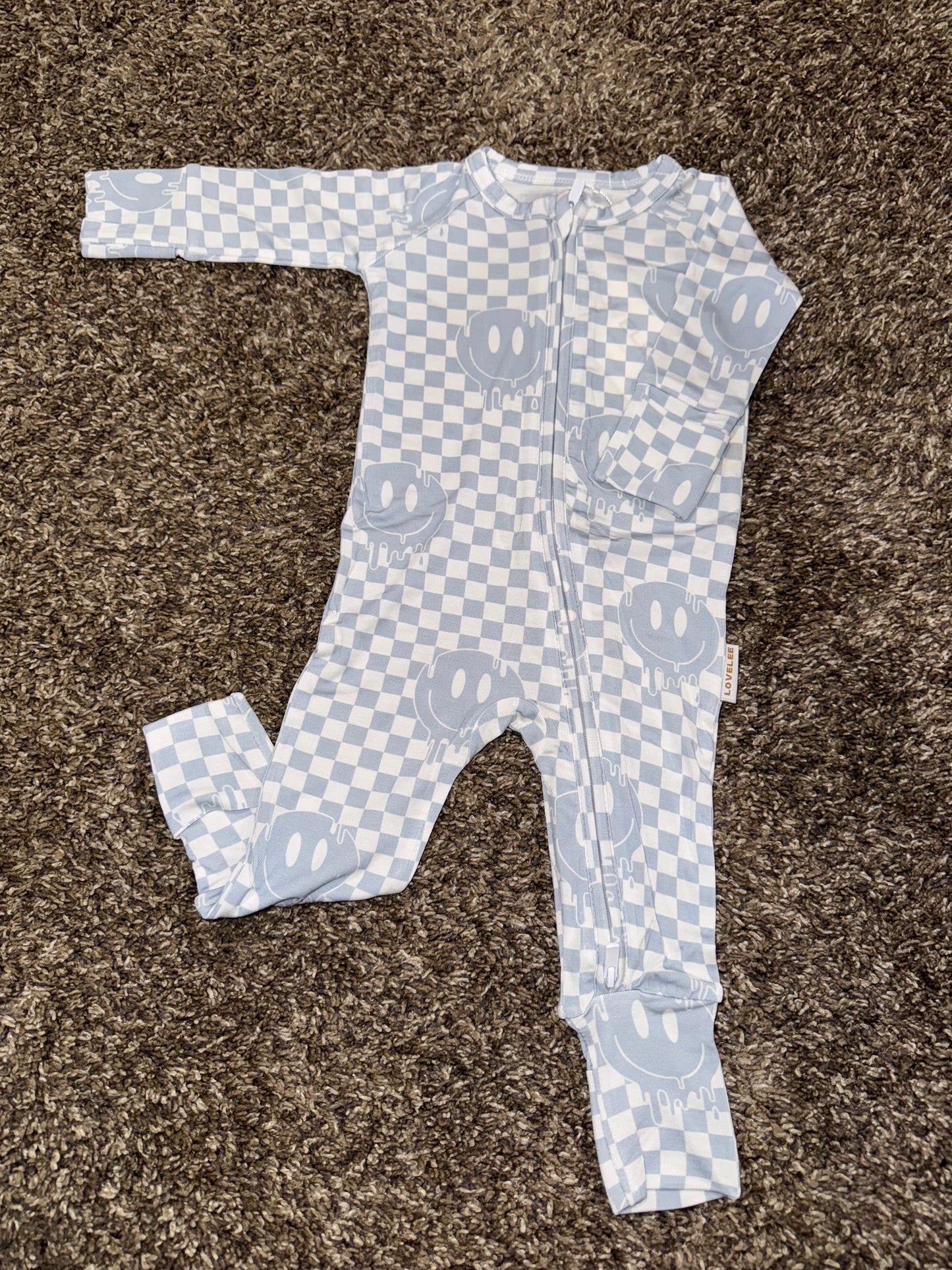 Blue Drip Smiley Romper