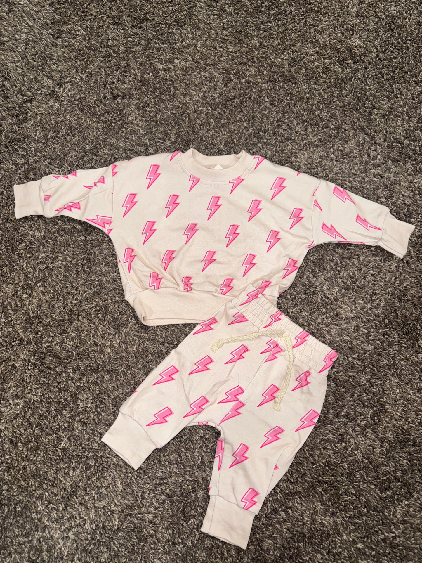 Pink Lightening Bolts Jogger Set