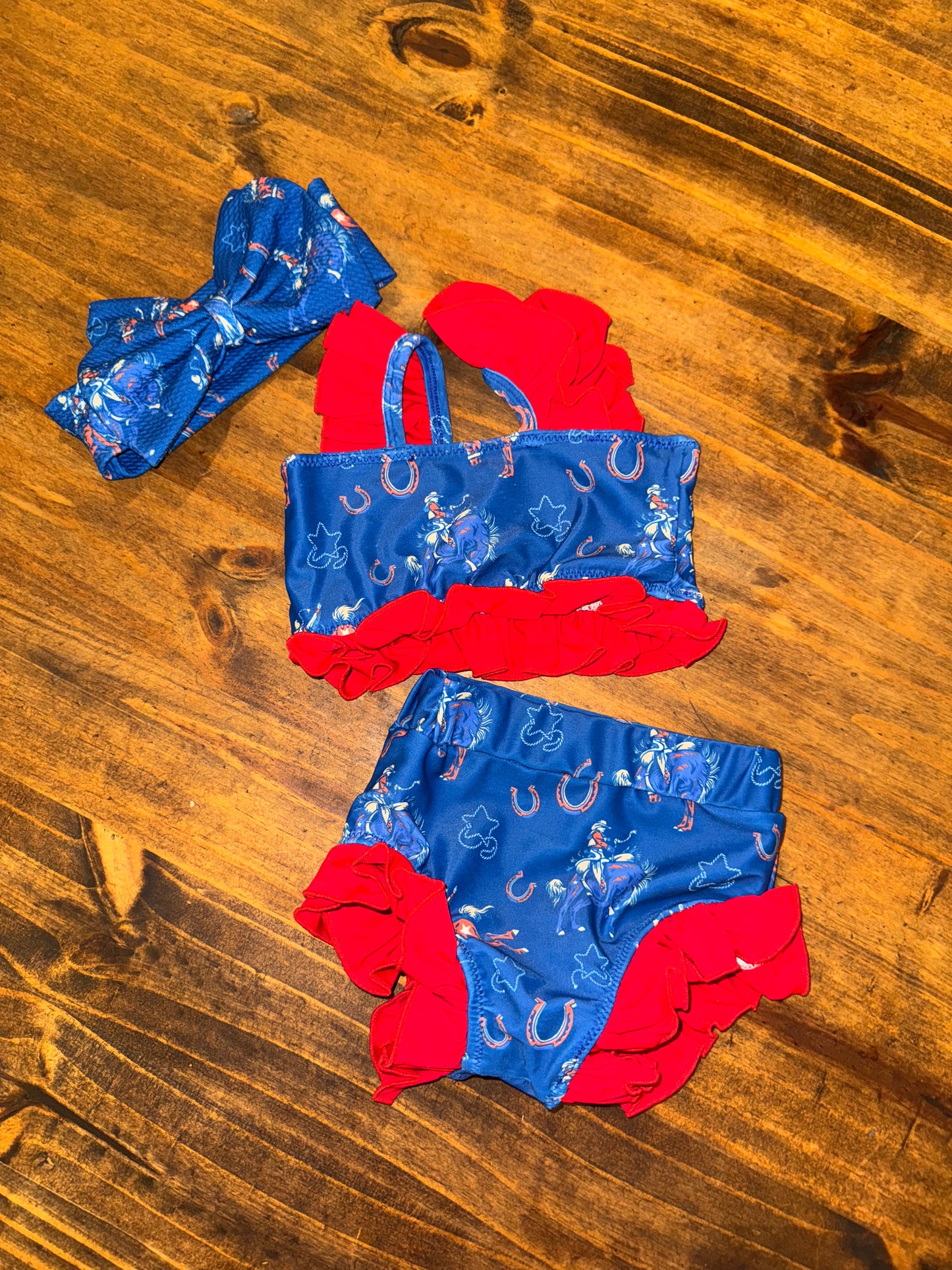 Red Ruffle Two Piece Swimsuit