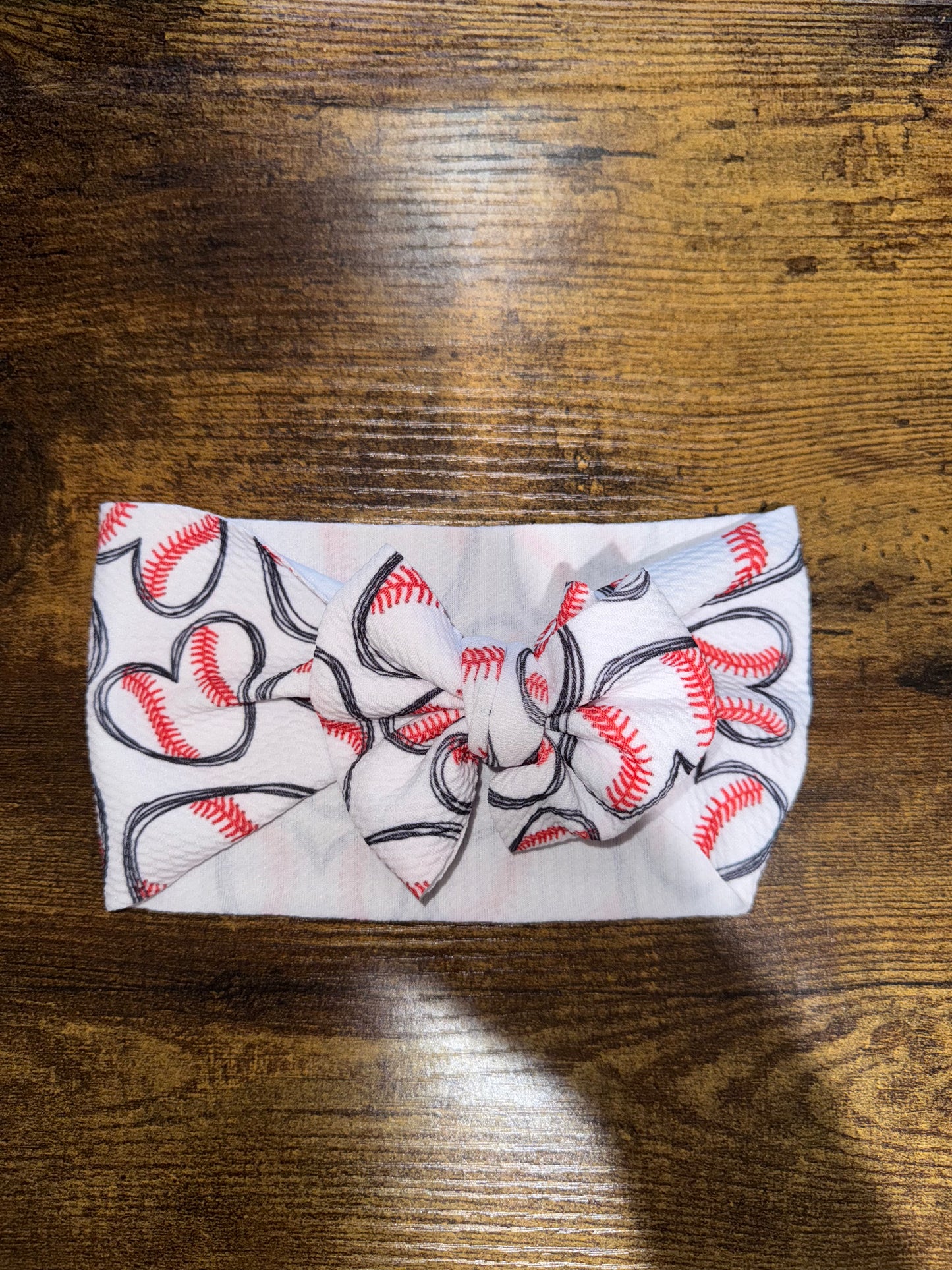 Baseball Hearts Headwrap Bow