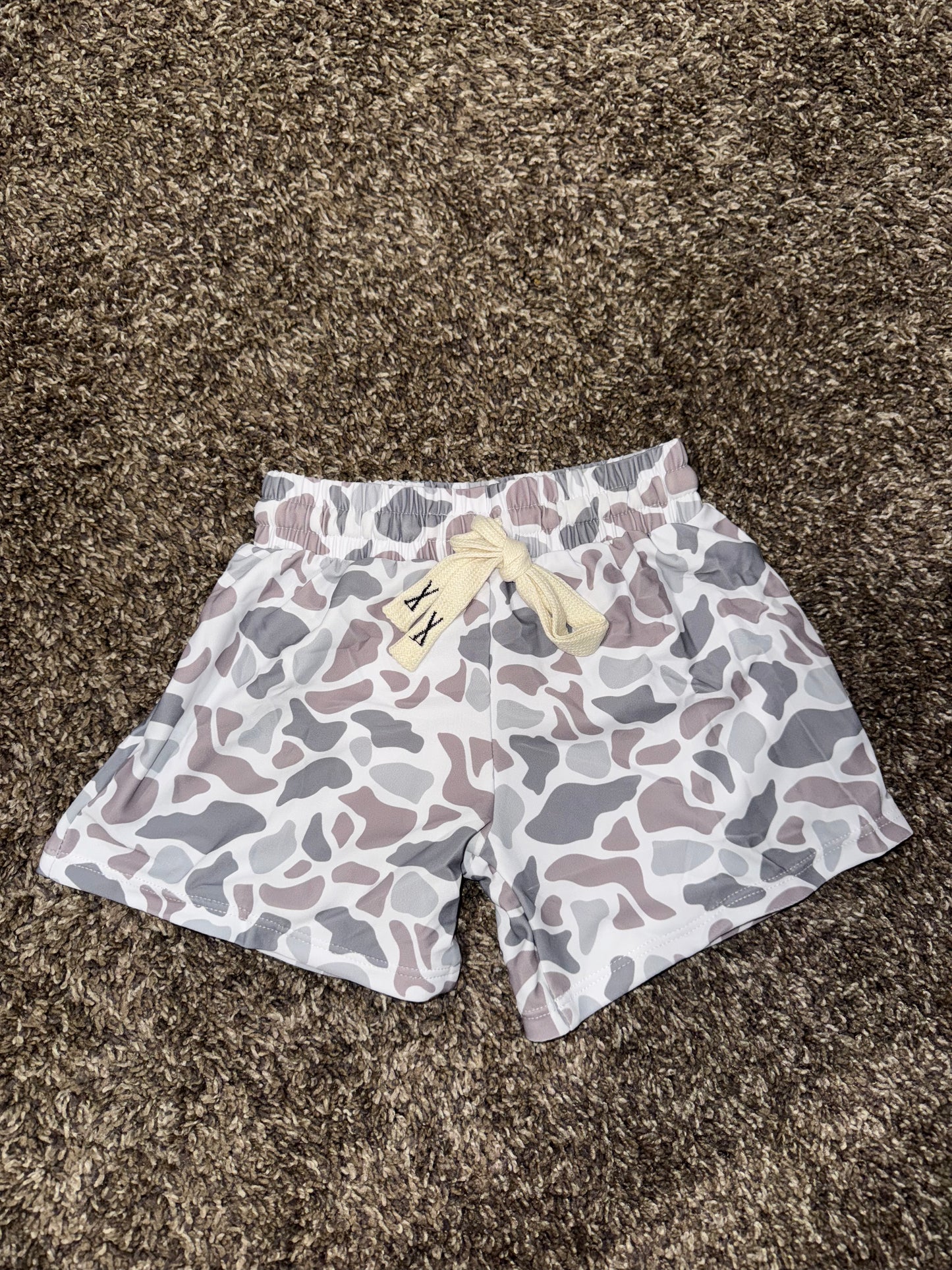 Grey Camo Swim Trunks
