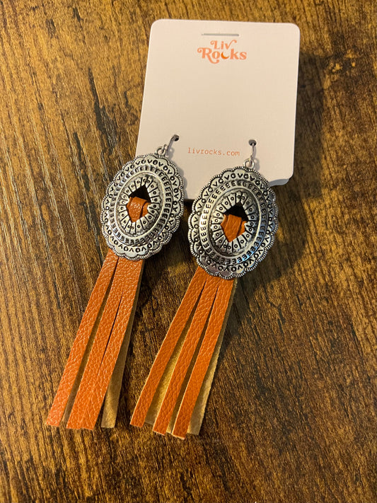 Western Concho Fringe Earrings